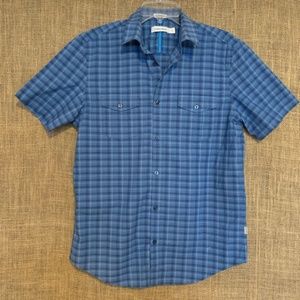 CALVIN KLEIN Men’s Short Sleeve Blue Button Front Shirt M